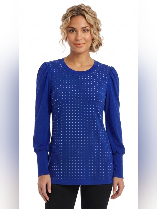 Stem & Vine Tops - NWOT Stem & Wine Royal Blue Studded Long-Sleeve Blouse Size M